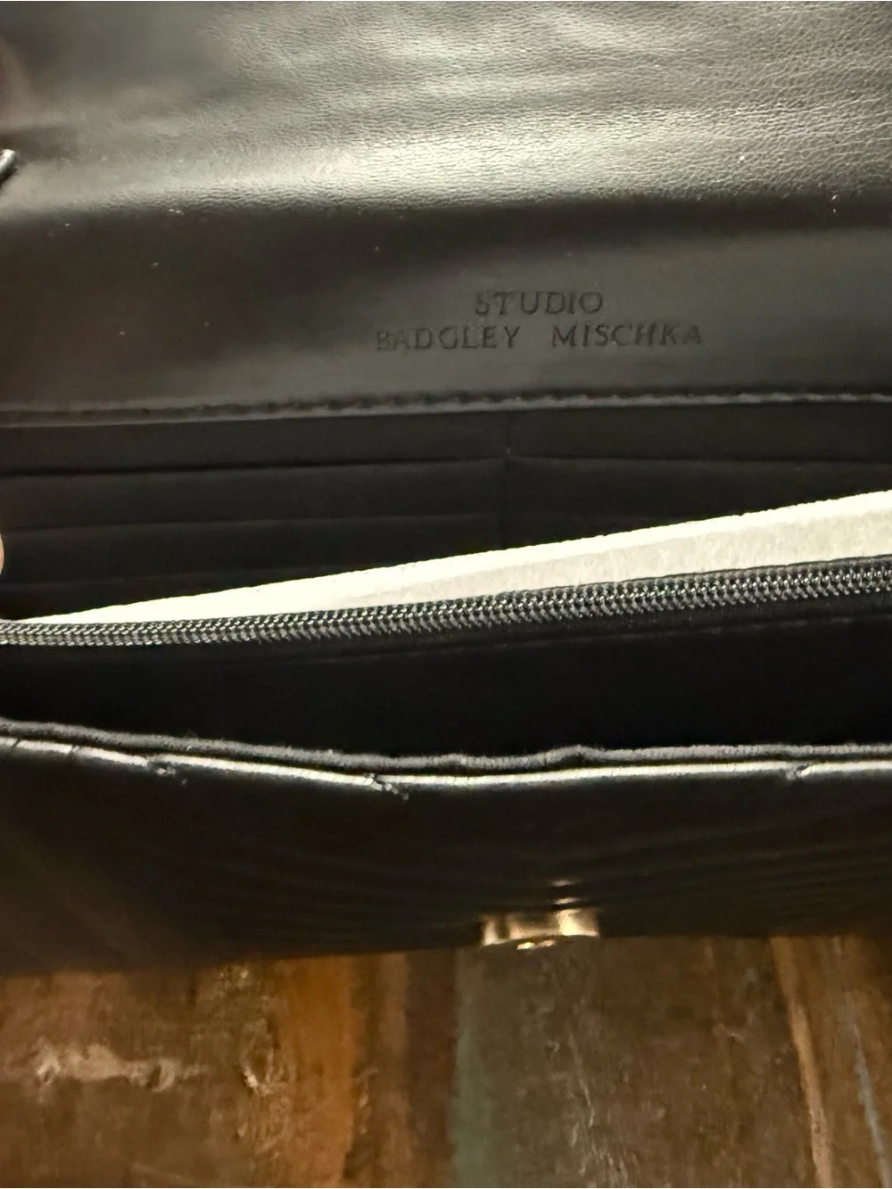 Badgley Mischka Black Envelope Flap Quilted Crossbody Bag w/Gold Chain NWT